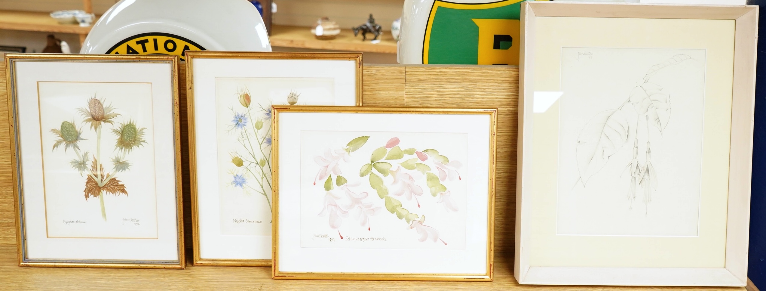 John Skelton (1925-2009), Botanical studies, each signed and dated, three watercolours and a pencil study, largest 30 x 22cm, Provenance: from the artist's family